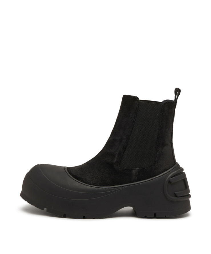 Diesel D-donald-chelsea Boots In Waxed Suede And Rubber In Black