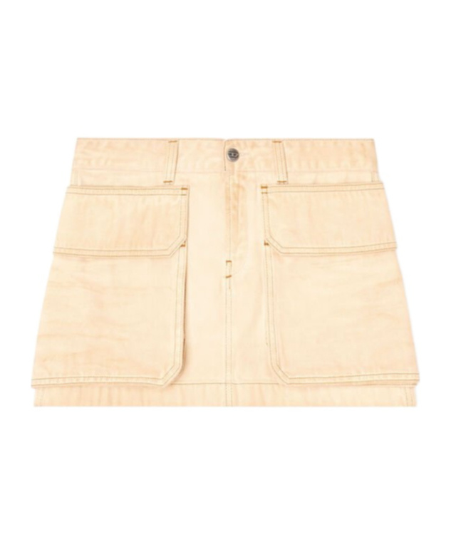 Shop Diesel De-ton Denim Skirt In Nude