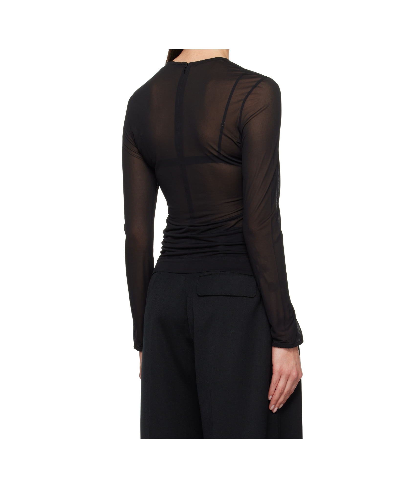 Simone Rocha Black Sheer Fitted Ballet Mesh T-shirt In Black