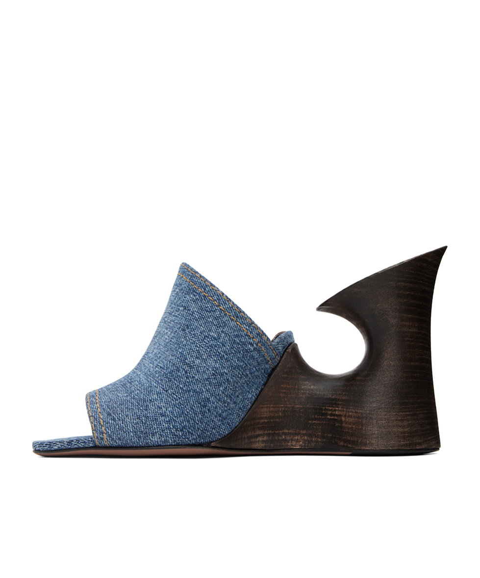 Alaïa Logo Denim High-heeled Sandals In Black