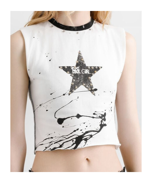 Dolce & Gabbana Star-print Studded Top In White