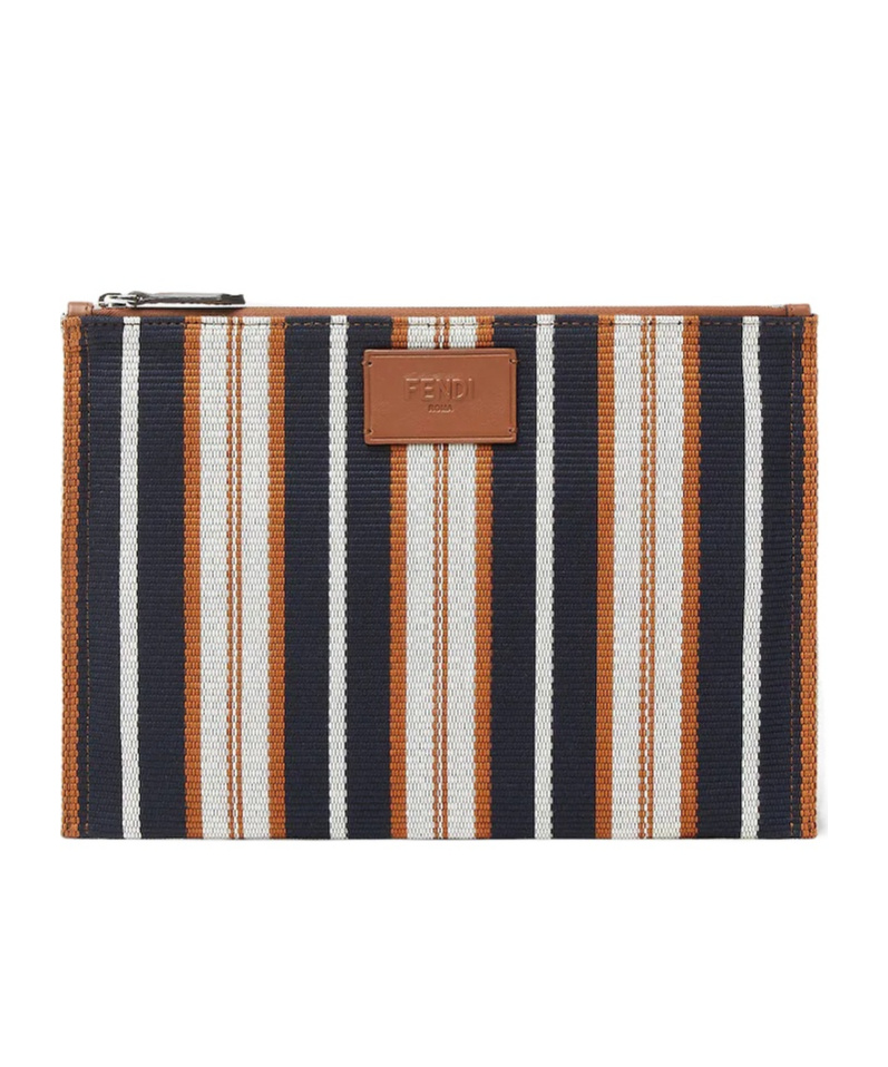 Fendi Multicolour Striped Canvas Pouch