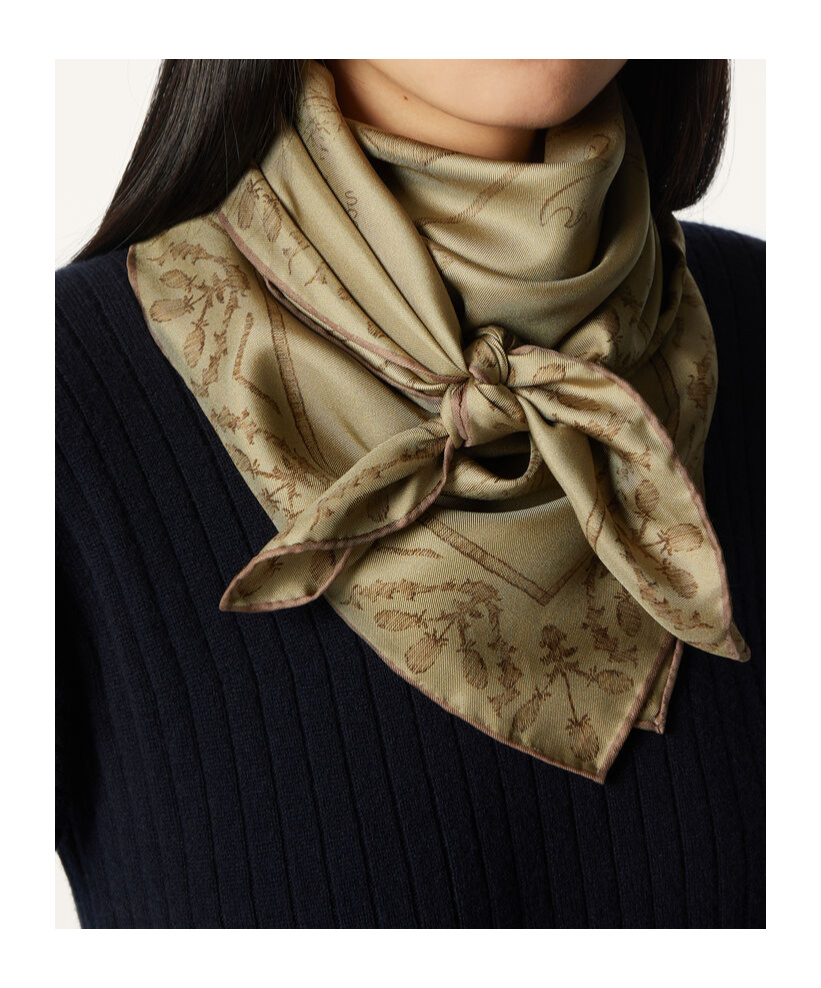 Loro Piana Pattern Silk Scarf In Tundra/brown-gray