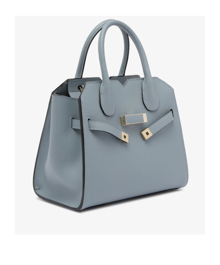 Valextra Milano Two Handles Mini Bag In Gray