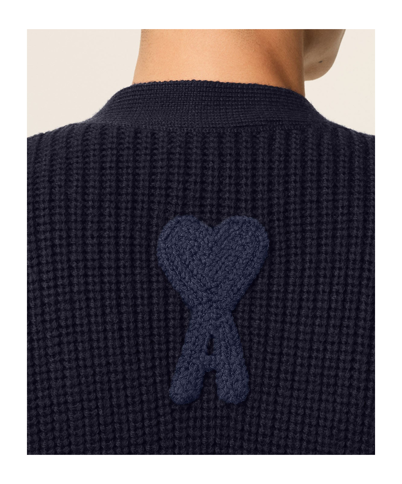 Ami Alexandre Mattiussi Ami Logo Detailed Long Sleeved Knitted Cardigan In Black