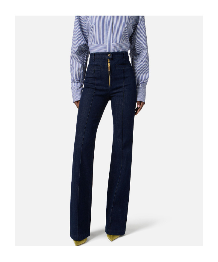 Elisabetta Franchi High-waist Flared Jeans In Blue