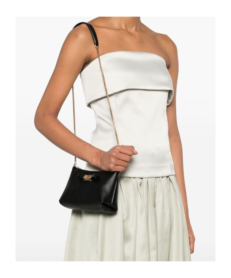 Shop Ferragamo Zippered Shoulder Bag In Black