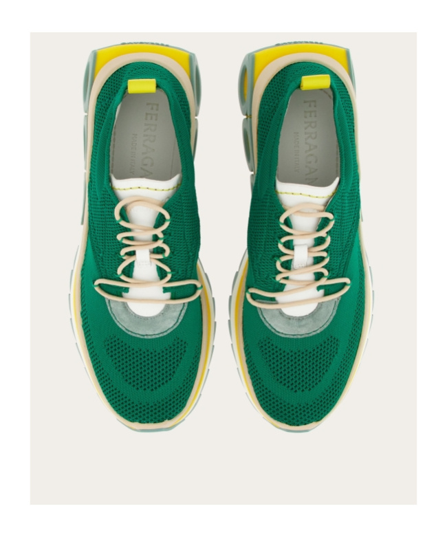 Ferragamo Colour-block Chunky Sneakers In Green
