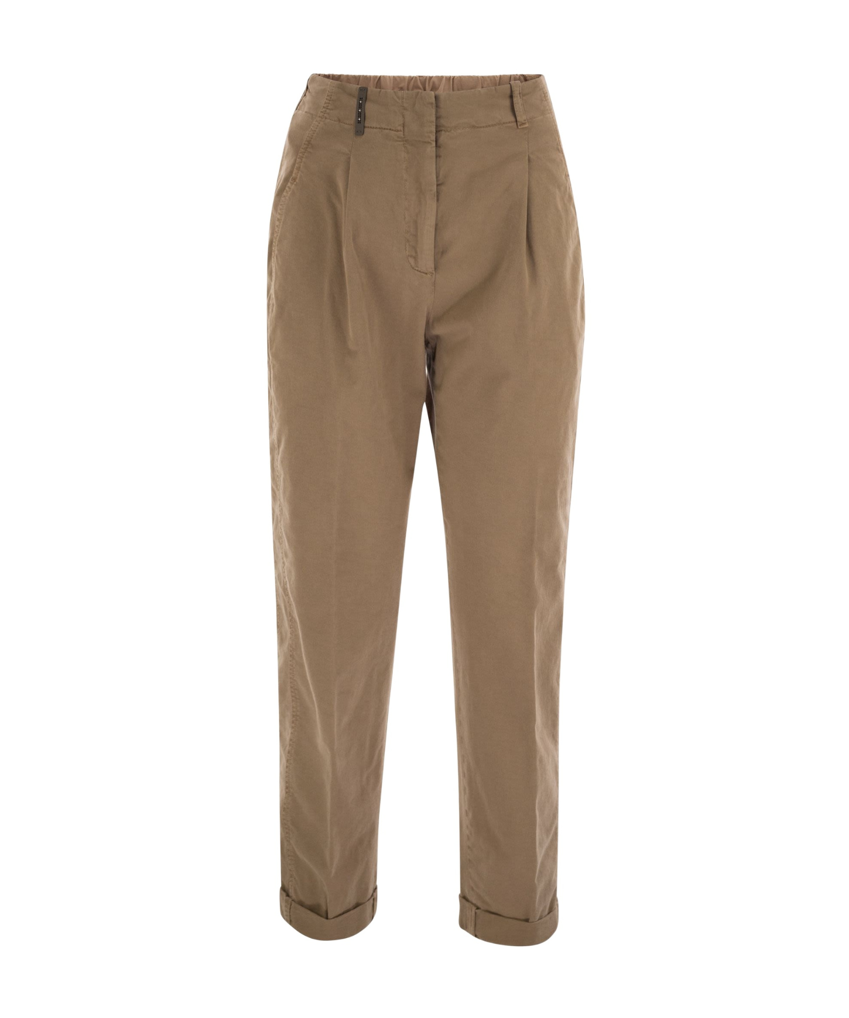 Peserico Women Garment Dyed Stretch Cotton Gabardine Trousers In Brown