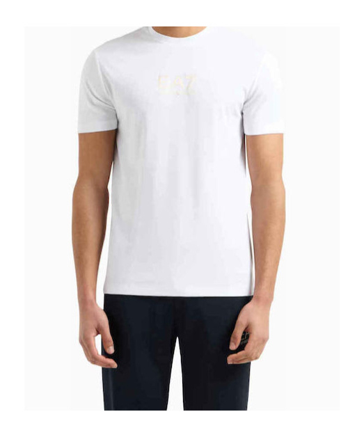 Ea7 Gold Label Viscose-jersey Crew-neck T-shirt In White