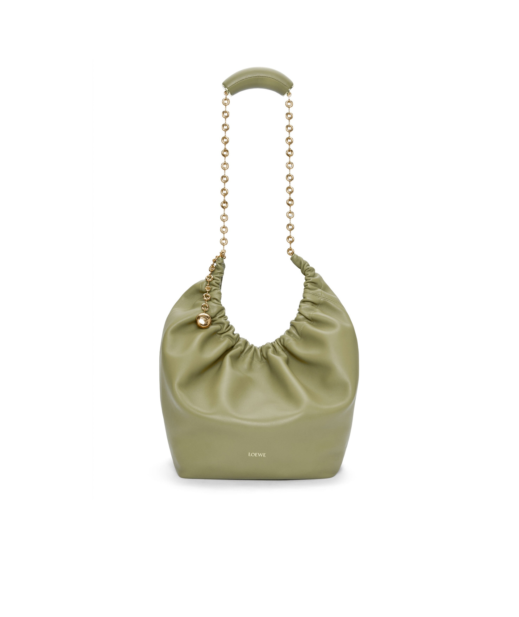 Loewe Womens Squeeze Medium Leather Shoulder Bag In Green