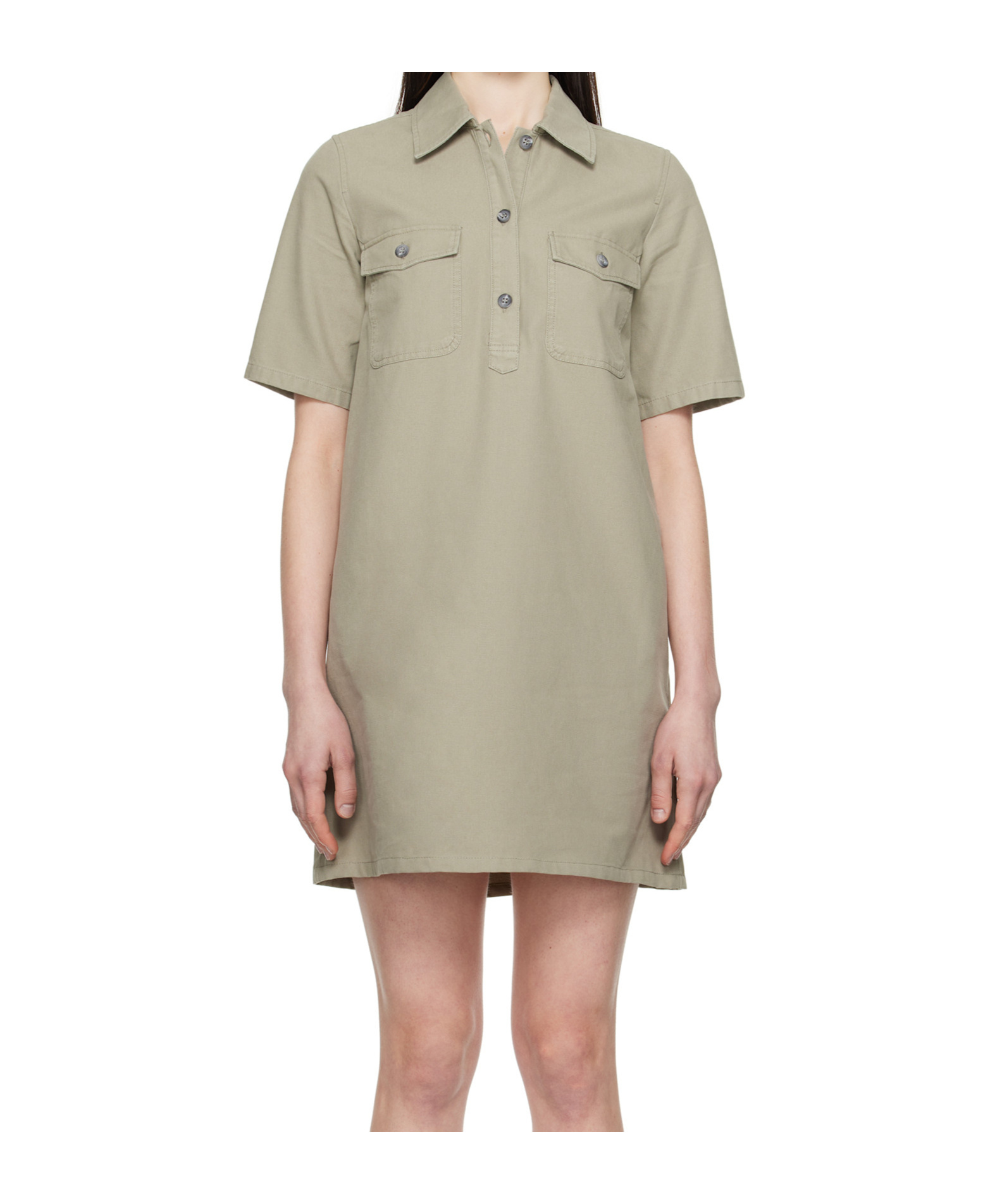 Apc A.p.c. A-line Dress With Front Button Placket In Taupe