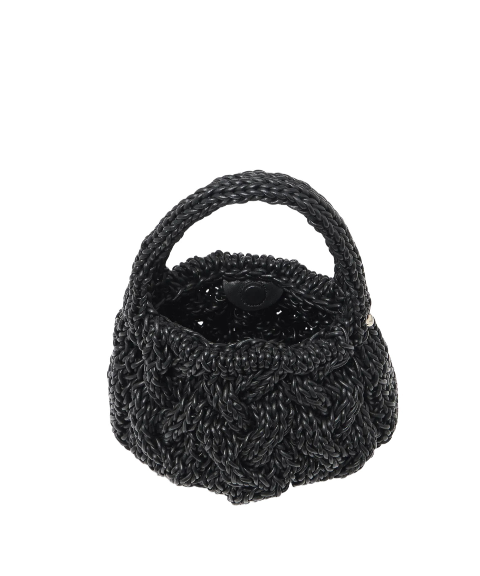 Jw Anderson W Anderson Womens Cable-knit Small Raffia Top-handle Bag Navy In Black