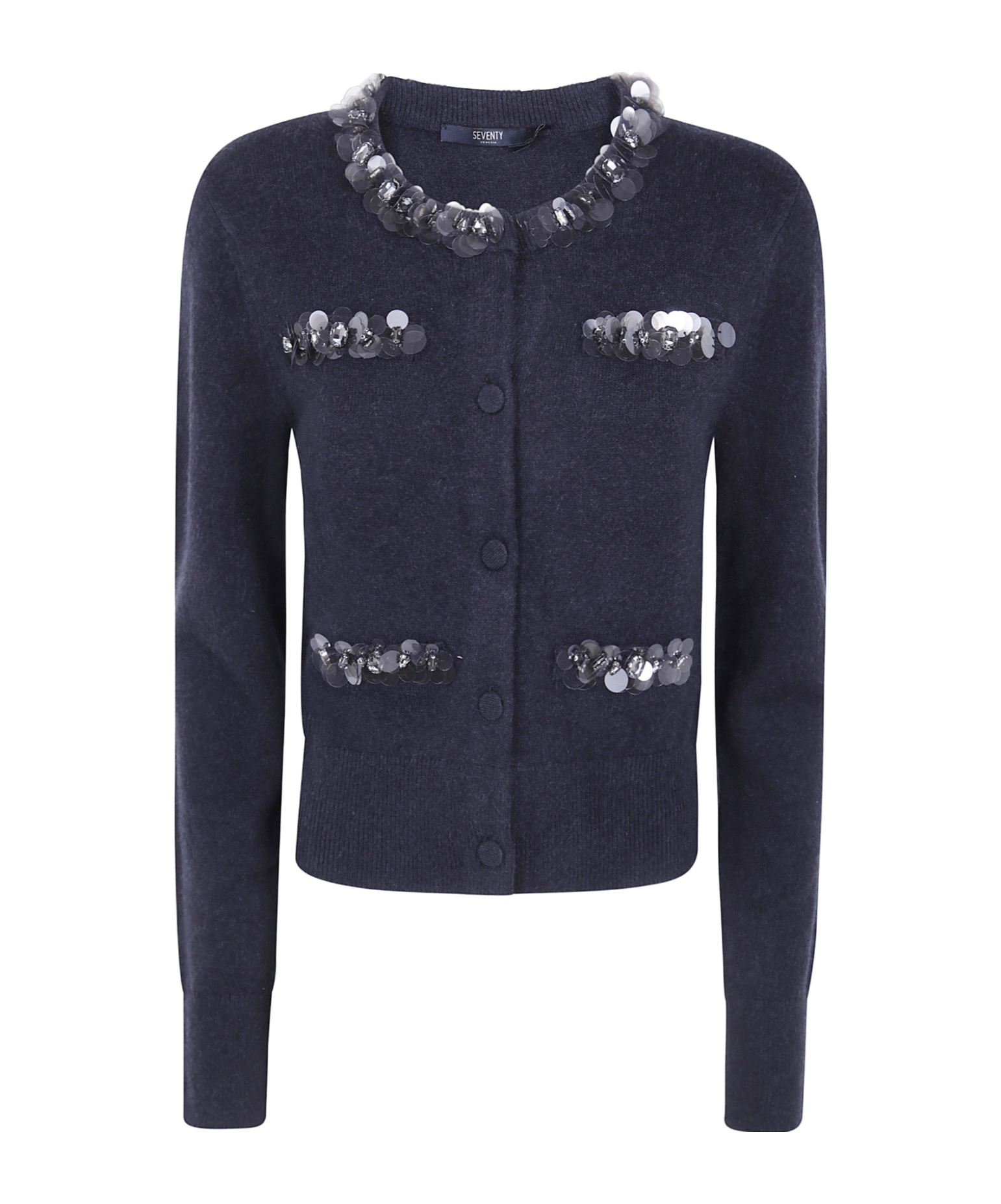 Seventy Sequin-embellished Knit Top In Black