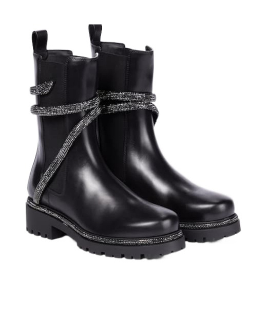 René Caovilla Cleo Embellished Leather Chelsea Boots In Black