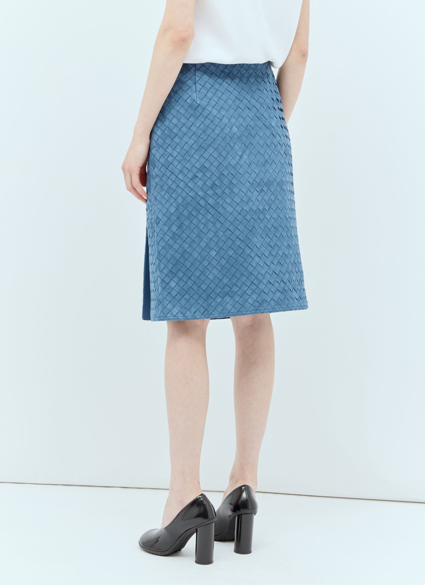 Bottega Veneta Intreciato Mid-length Skirt In Blue