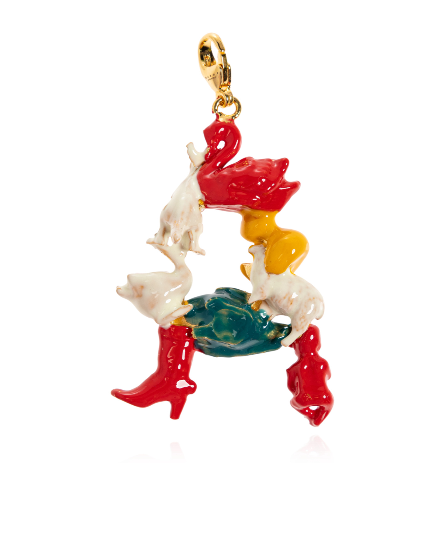 Marni Enamel Duck Pendant In Red