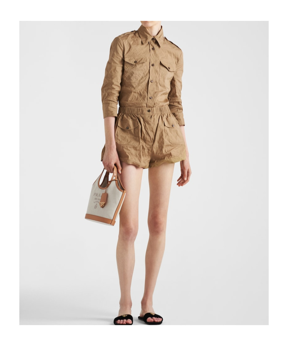 Prada Elasticated Waistband Stretched Shorts In Brown