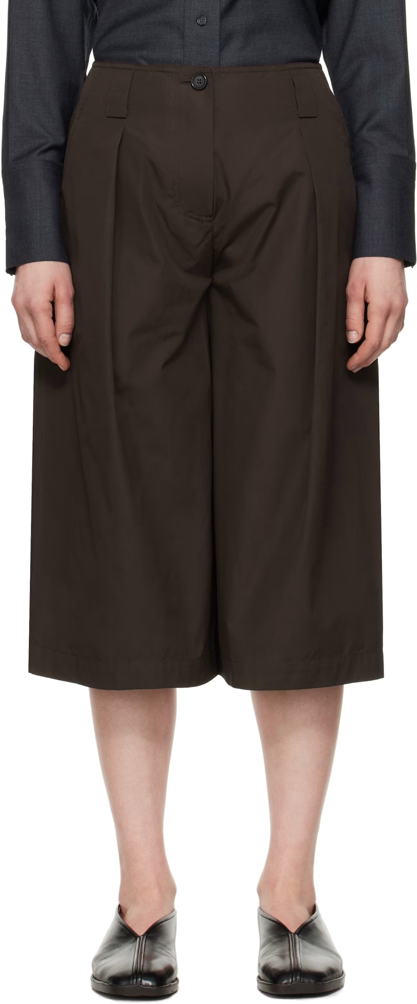 Co Brown Poplin Culotte Trousers In Brown