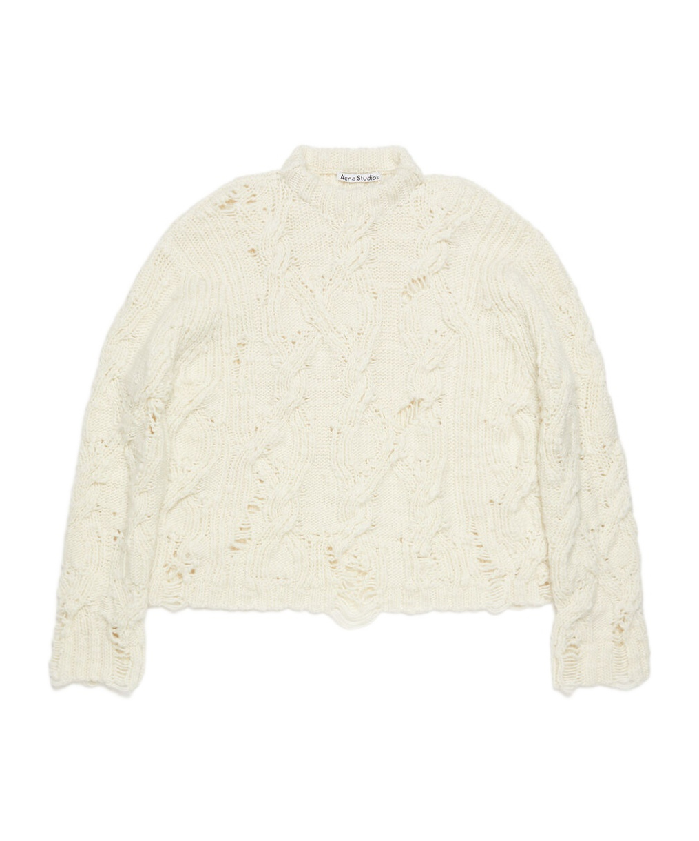 Acne Studios Distressed Chunky-knit Jumper In White
