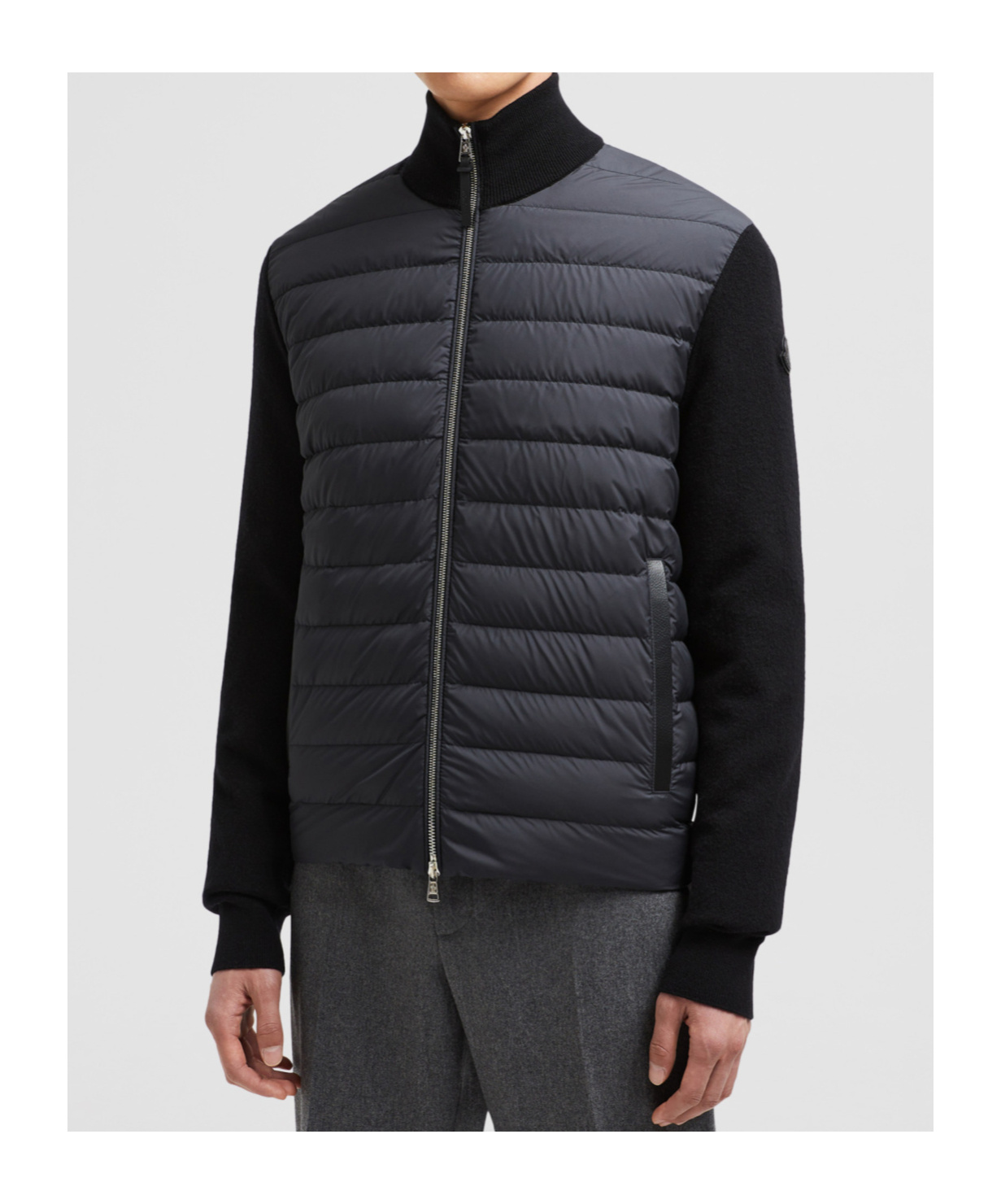 Moncler Padded Wool & Cashmere Zip-up Cardigan Black In Black