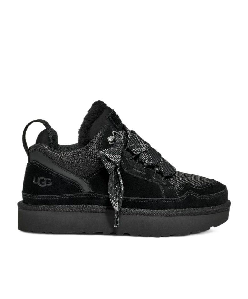 Ugg Padded Collar Canvas Sneakers In Black