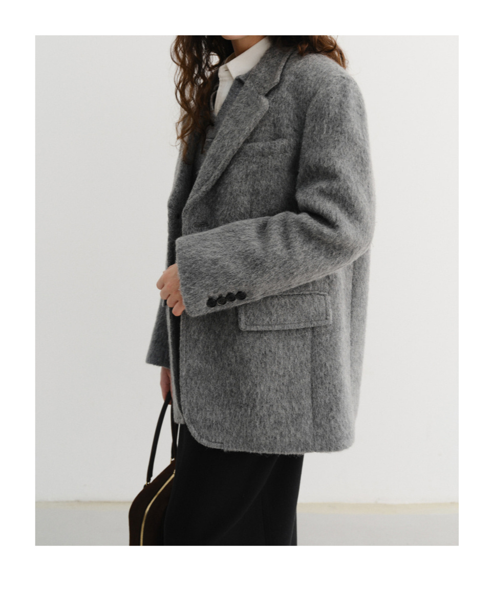 Dunst Unisex Alpaca Blazer Coat In Gray
