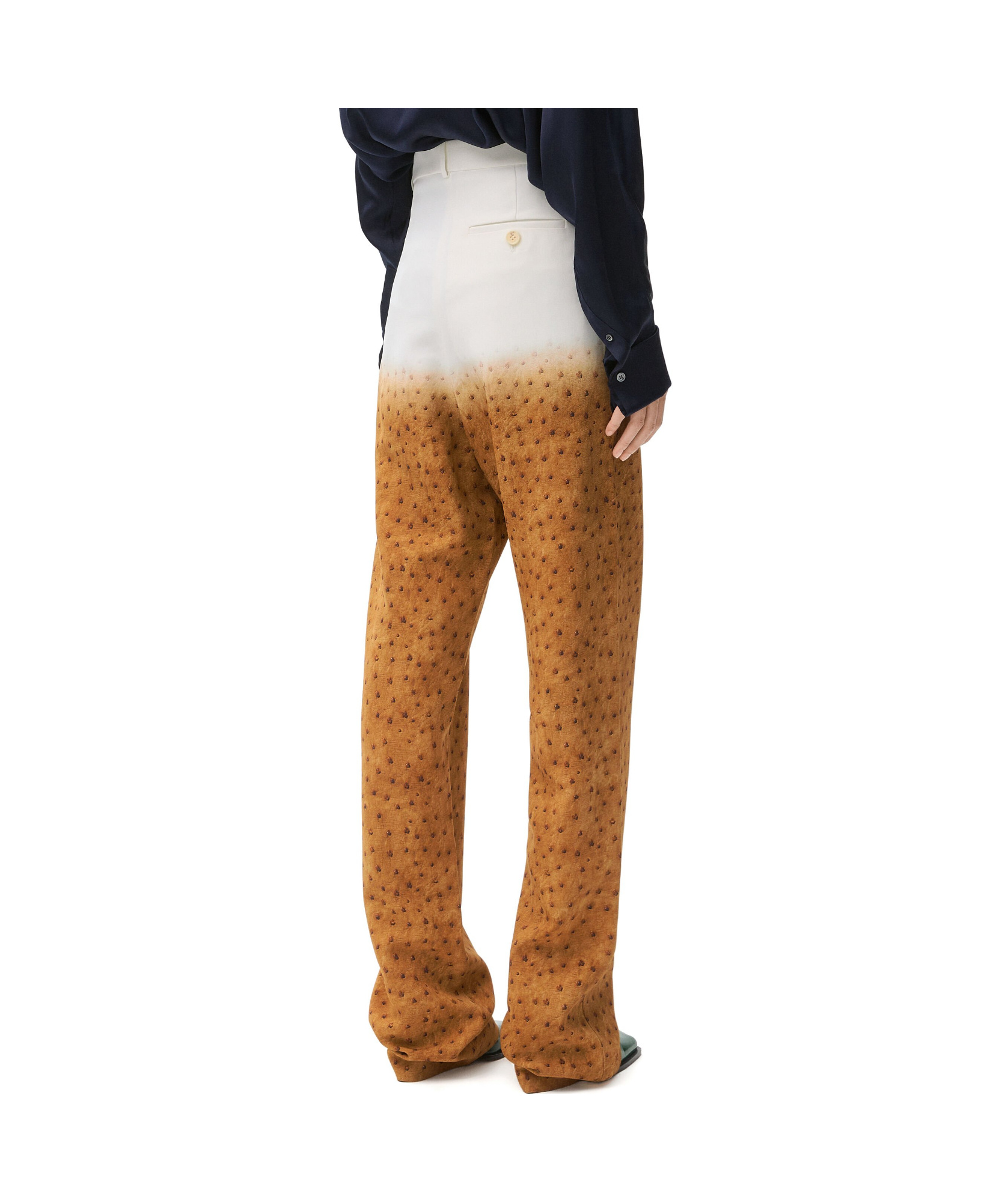 Loewe Pantalone In Crepe Stampato Donna In White/multicolor