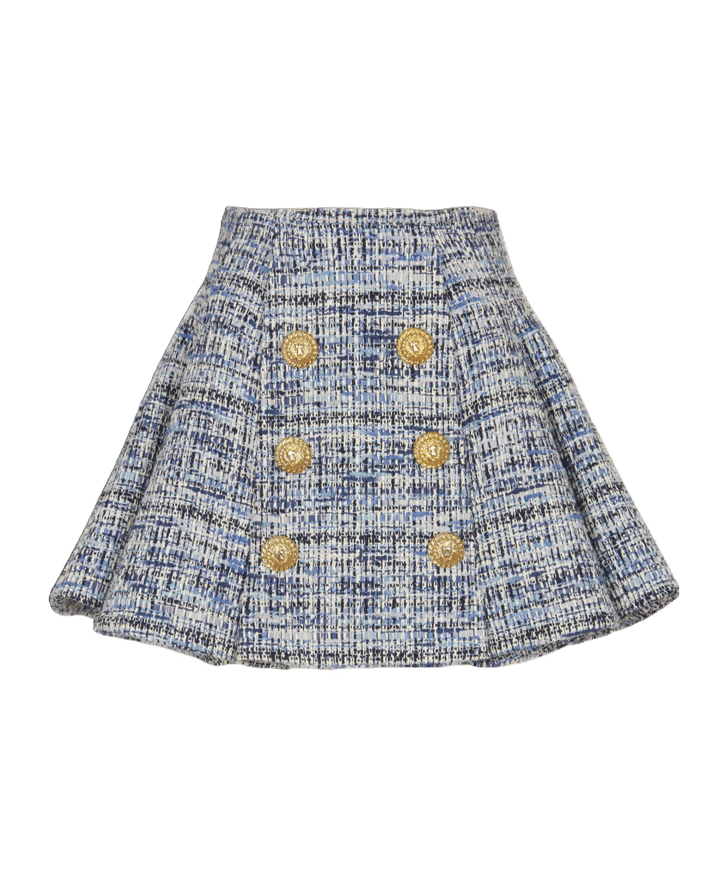 Balmain Space-dyed Cotton-blend Miniskirt In Gray