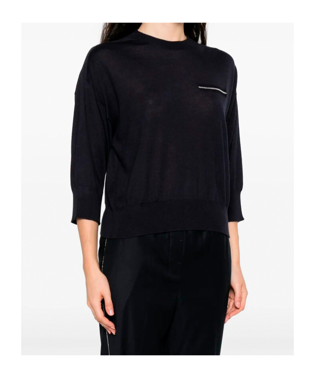 Peserico Cropped Cashmere Blend Sweater In Black