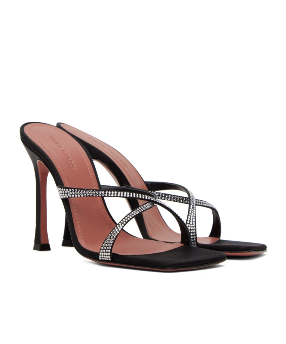 Shop Amina Muaddi Adriana Crystal High-heeled Sandals In Black