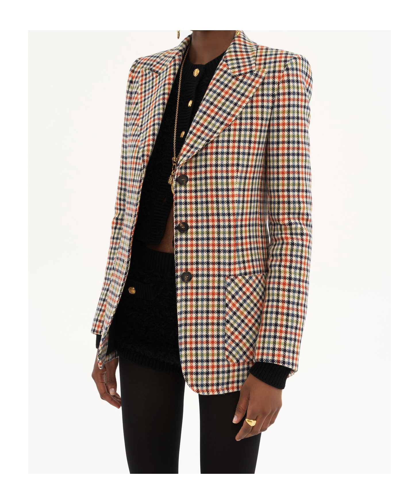 Chloé Chloe Checked Wool-blend Blazer In Neutral
