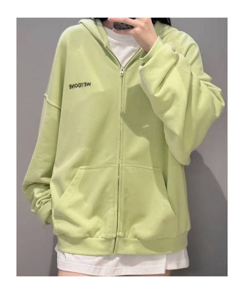 We11 Done Embroidered Logo Hood Jacket In Green