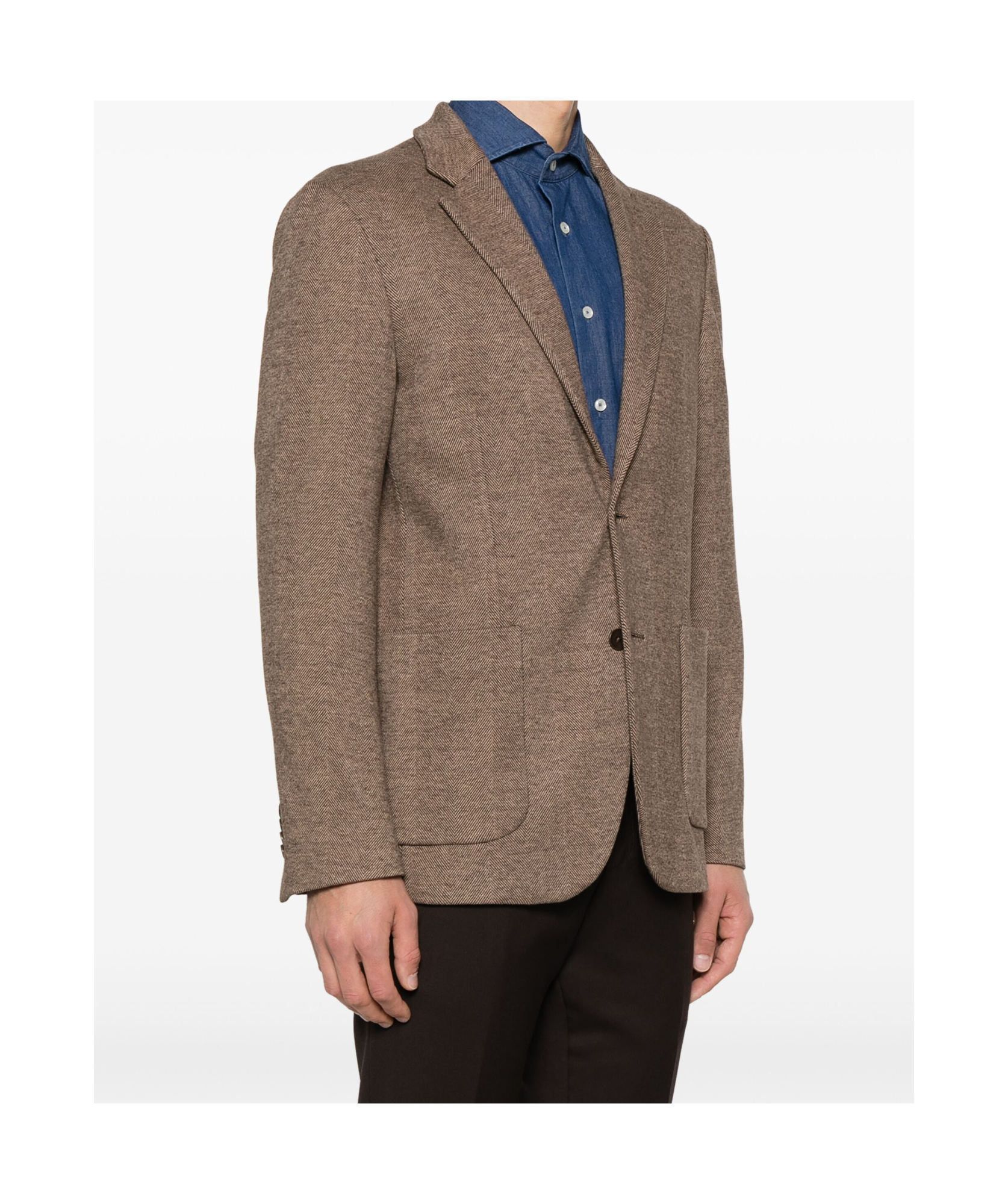 Dondup Herringbone-pattern Blazer In Brown