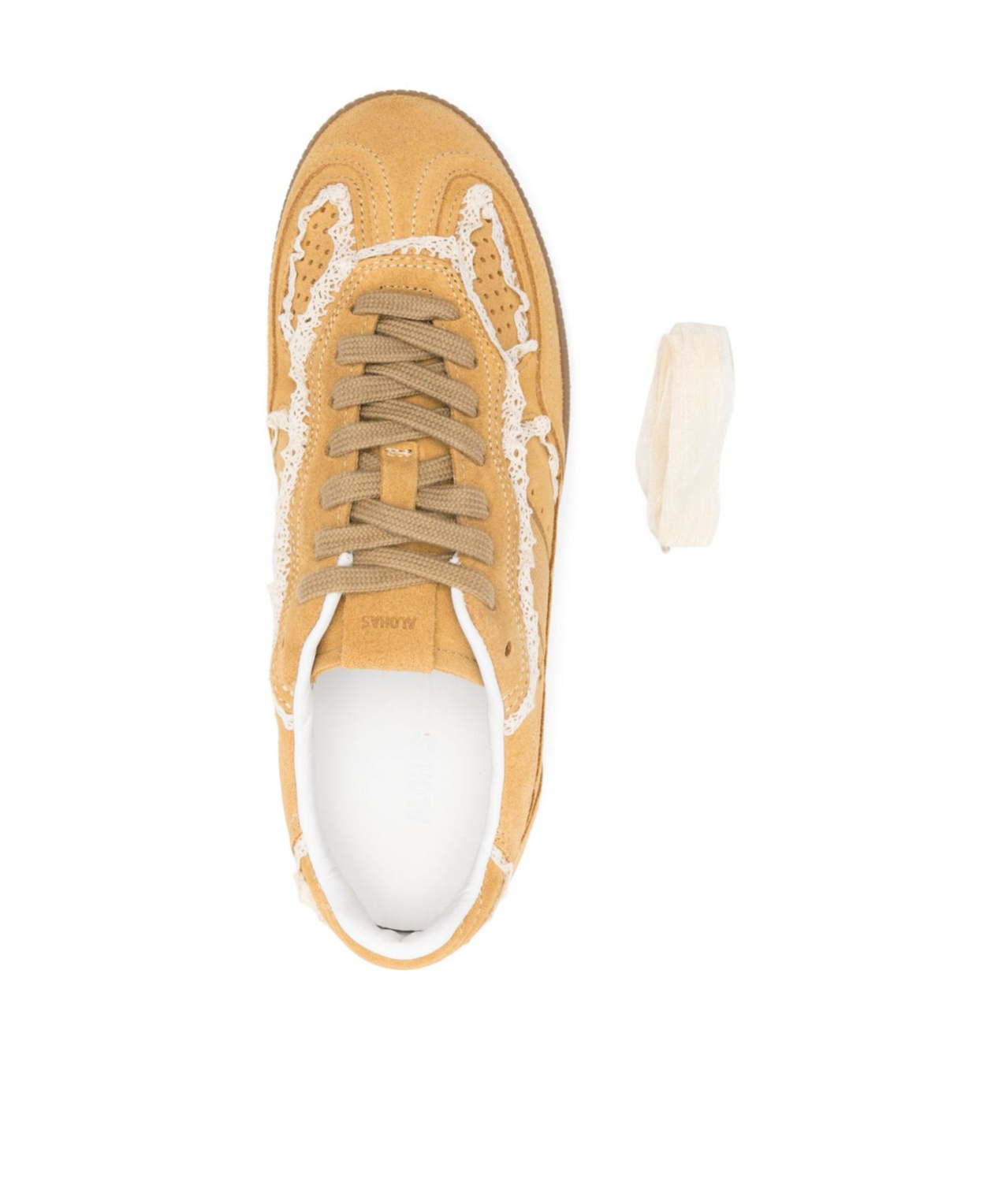 Alohas Tb 490 Low-top Suede Sneakers With Lace Inserts In Yellow