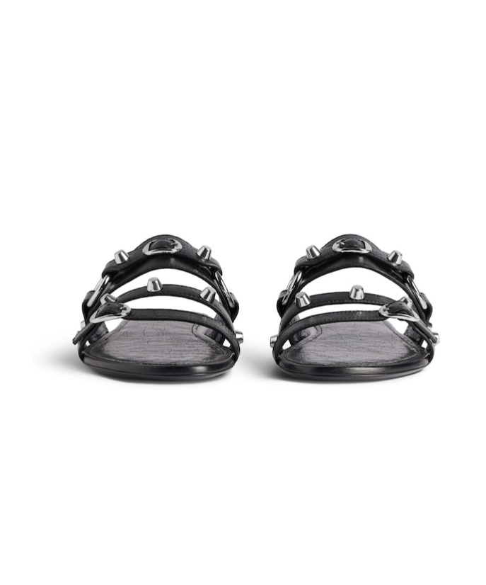 Balenciaga City Nappa Leather Flat Slides In Black