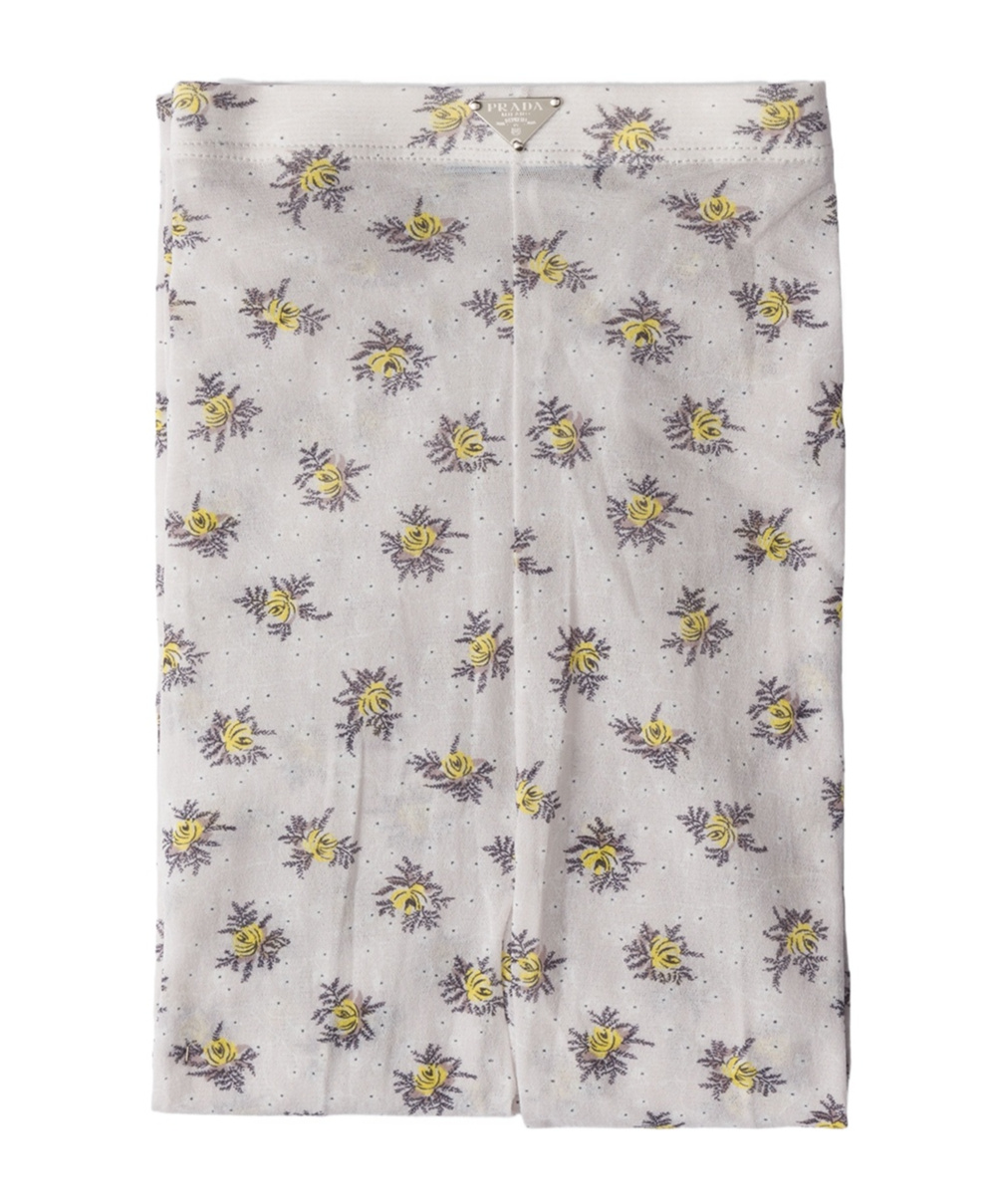 Prada Floral Print Leggings In Yellow