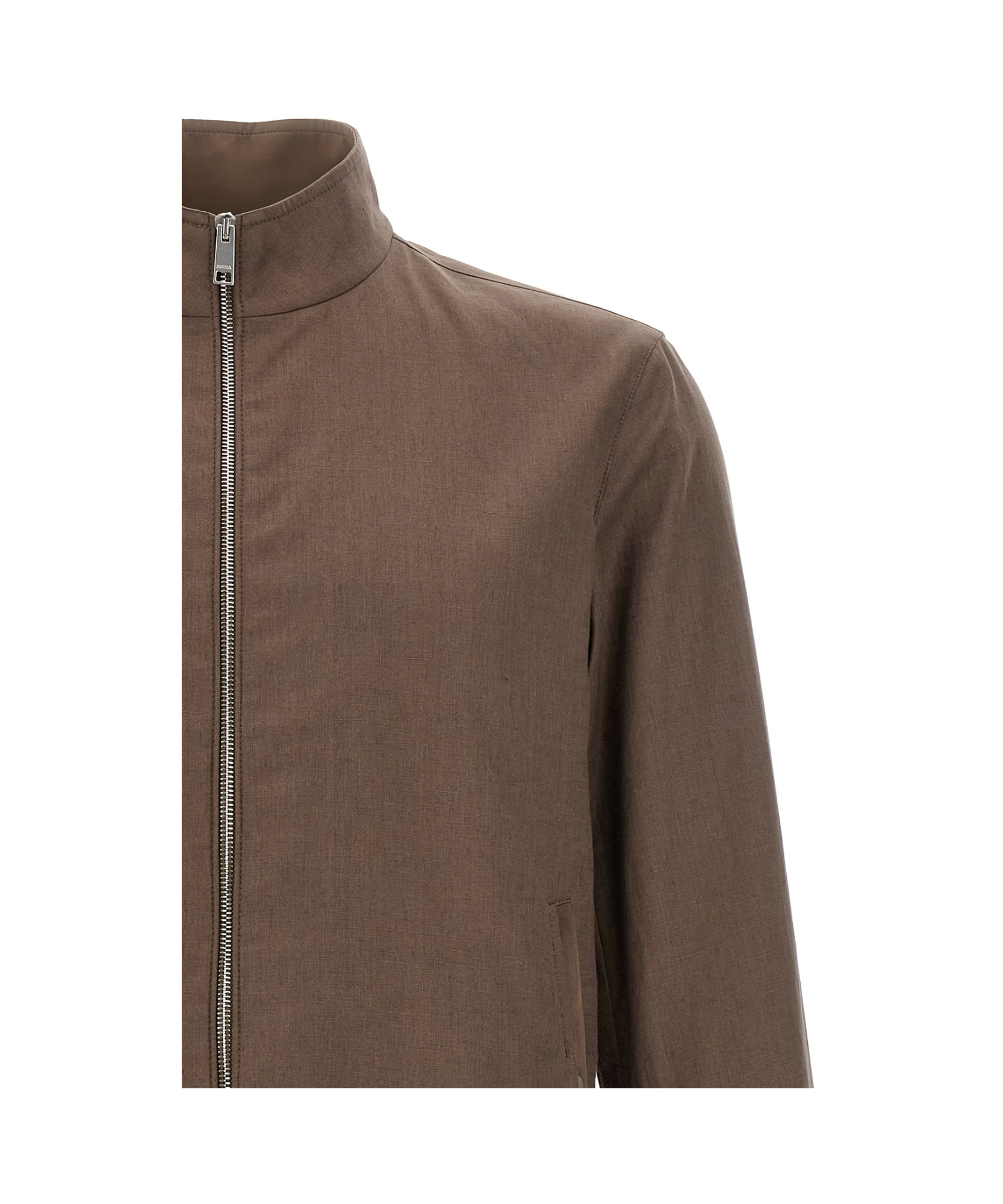 Shop Zegna Long Sleeve Casual Jacket In Brown
