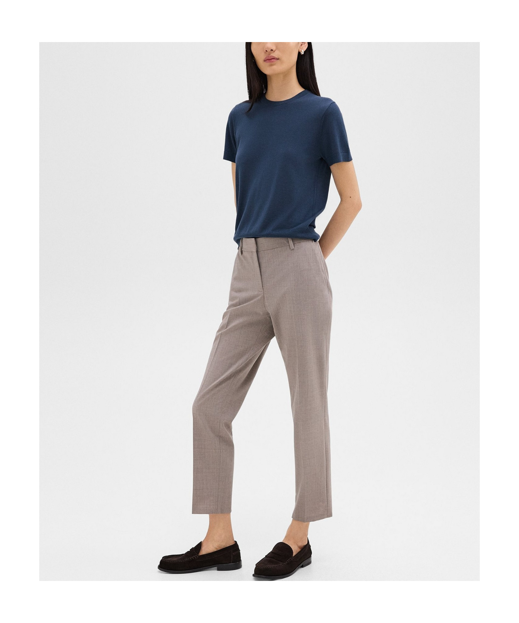 Theory Treeca Casual Pants In Gray