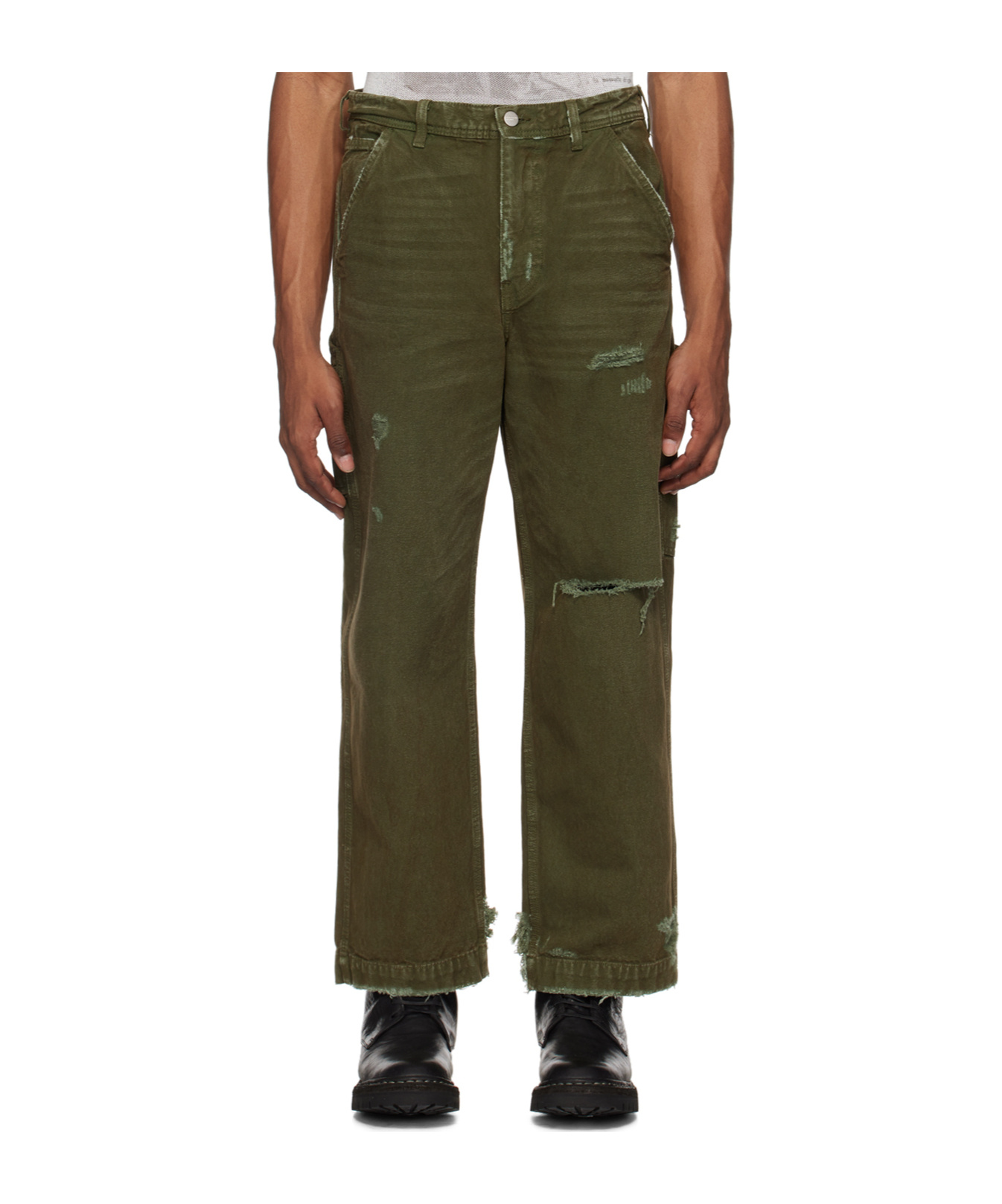 Enfants Riches Deprimes Paint Cargo Pants In Green