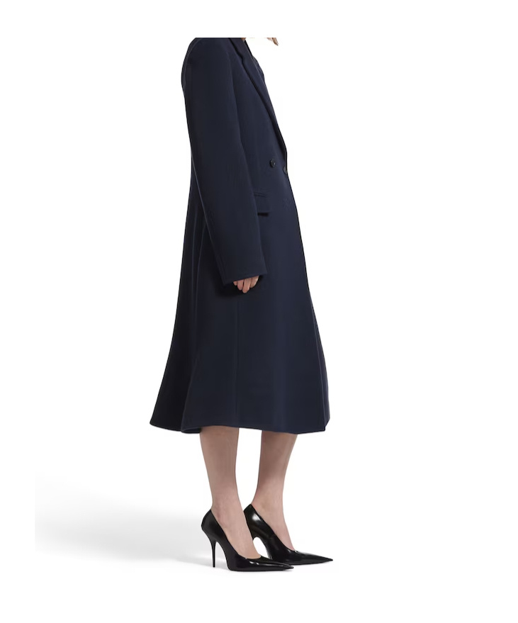 Balenciaga Women's Godet Midi Coat In Corporate Navy In Blue