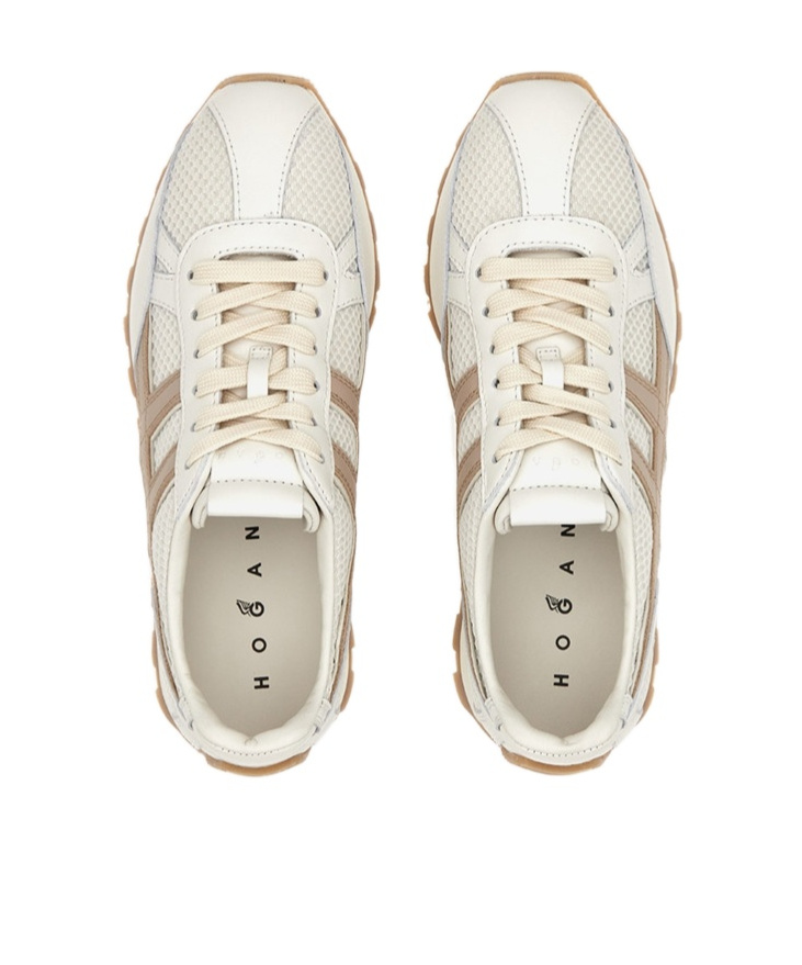 Hogan 86er Leather And Technical Fabric Sneakers In White