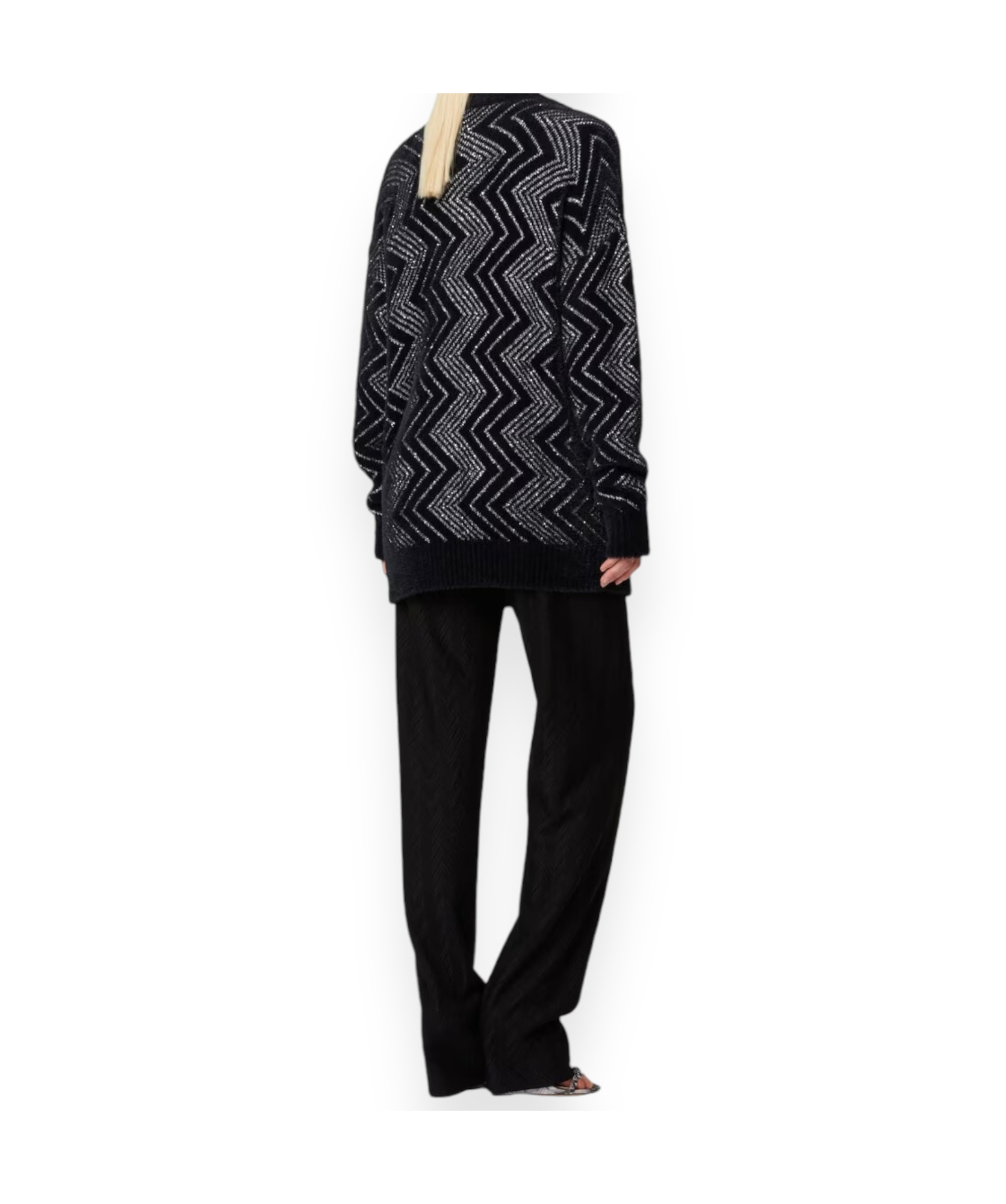 Missoni Maxi Cardigan Base Black/zigzag White In Black