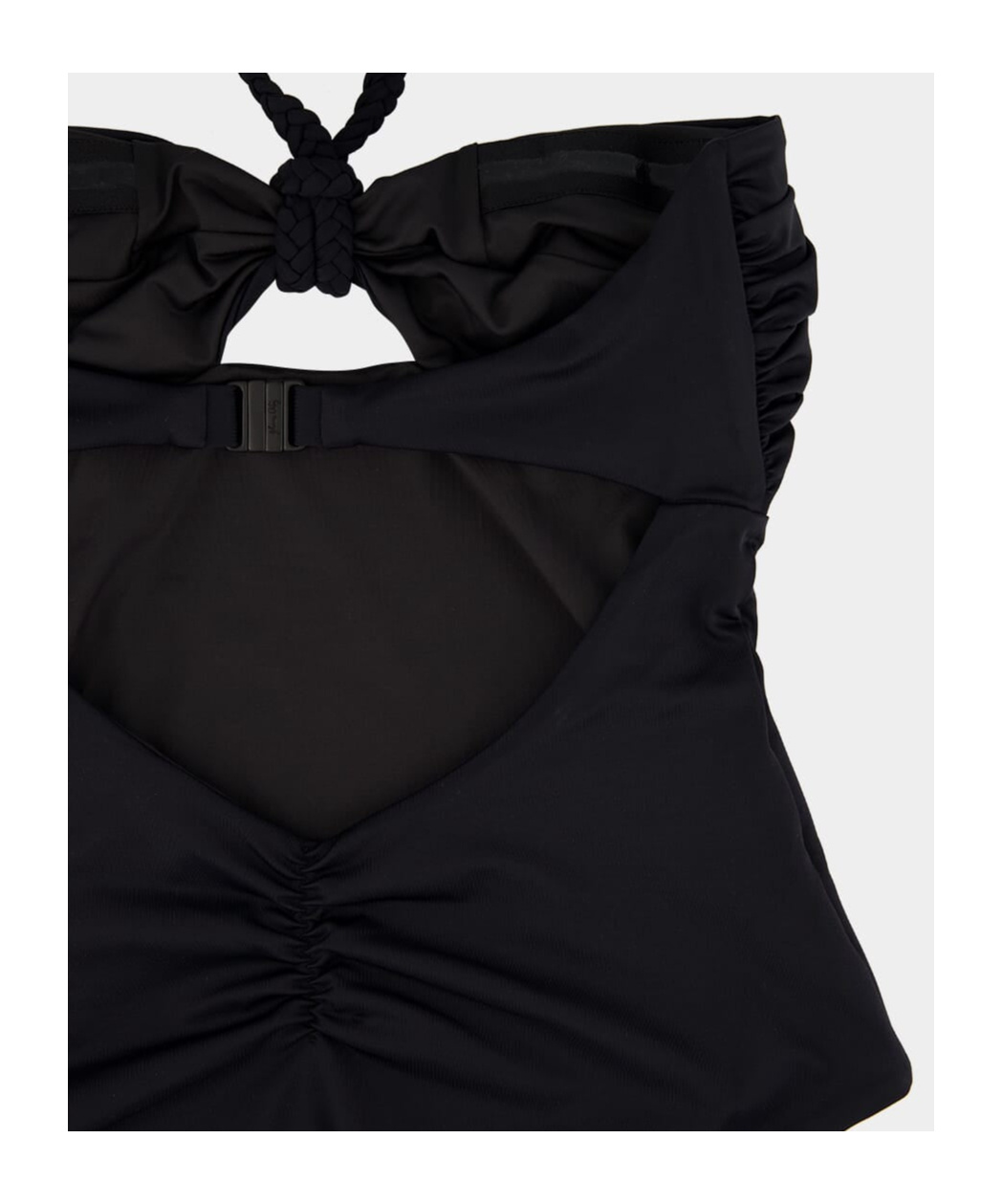 Johanna Ortiz Braided-strap Halterneck Swimsuit In Black