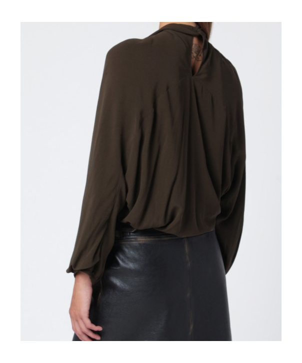 Namacheko Black Draped Silk Top In Black