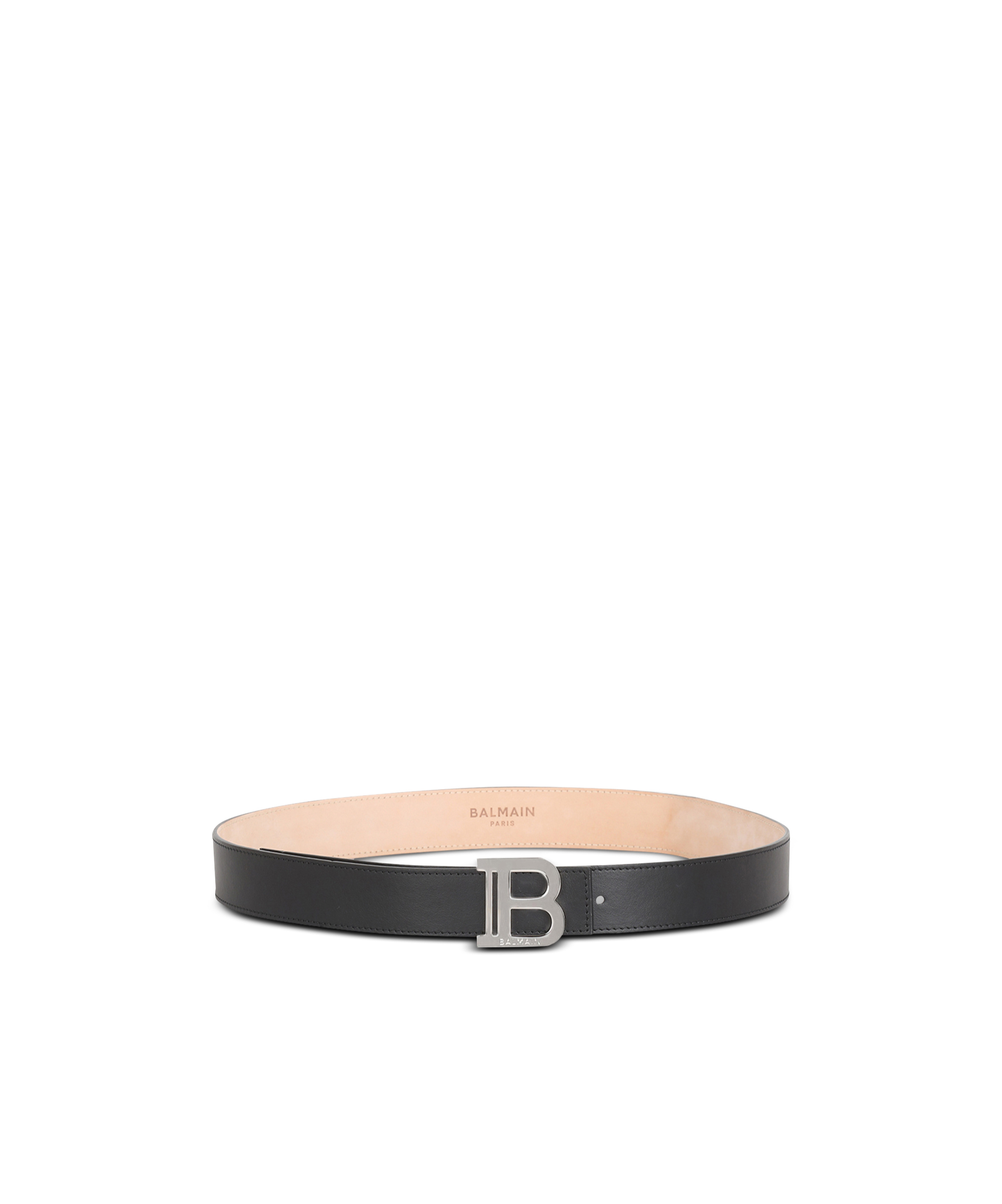 Balmain Man Belt Black Size 39.5 Calfskin In Black
