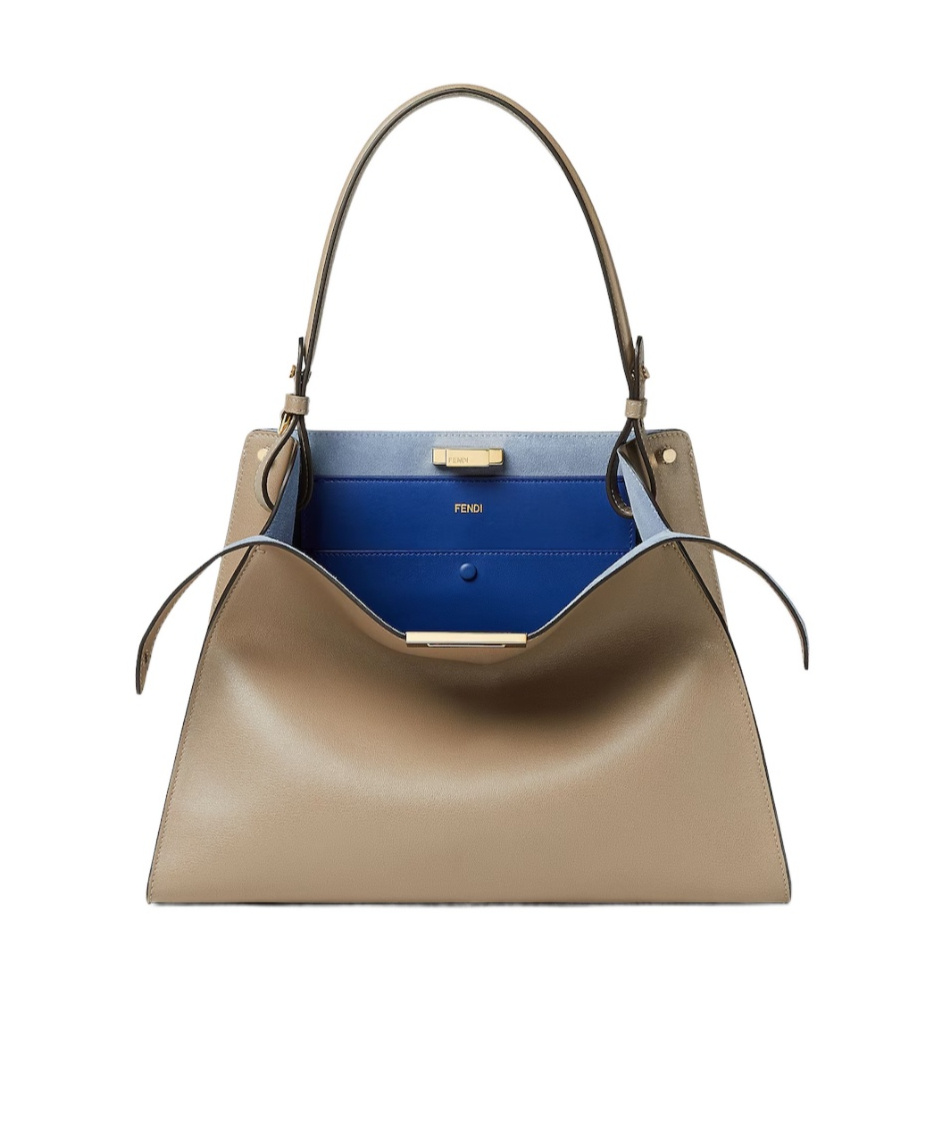 Fendi Way Medium Dove Gray Leather And Neon Blue Suede Bag