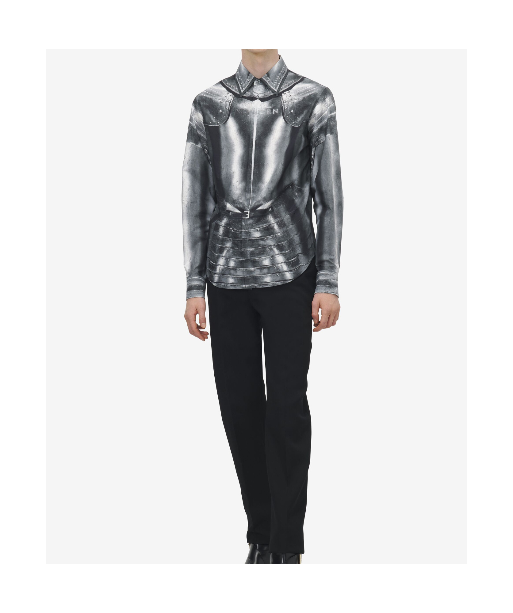 Alexander Mcqueen Mcqueen Armor Print Shirt Steel In Gray