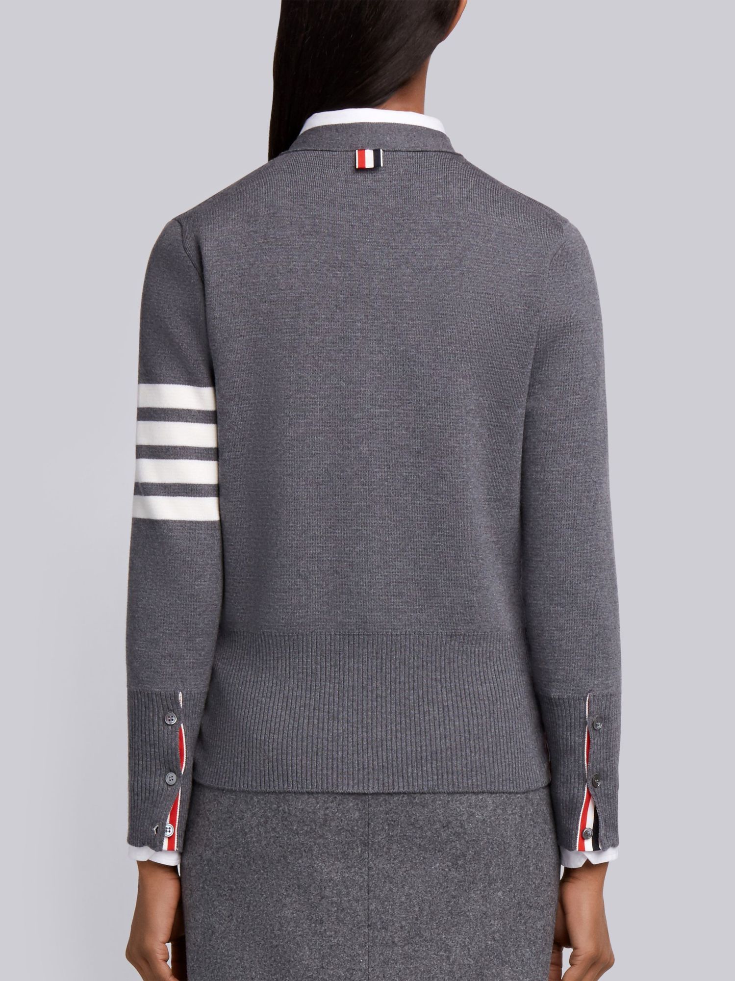 Thom Browne 4-bar Merino Wool Cardigan In Gray