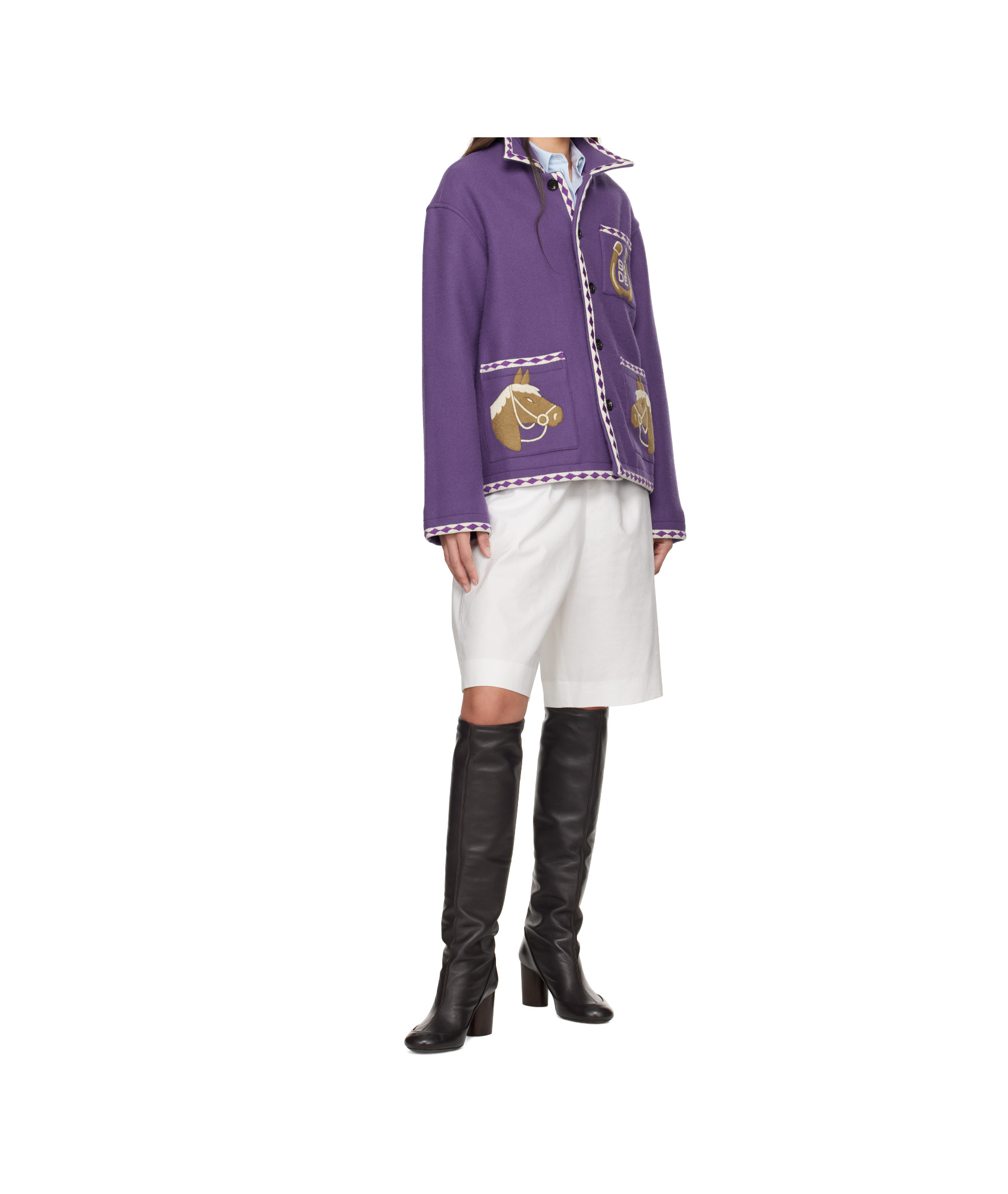 Bode Long Sleeve Casual Jacket In Purple
